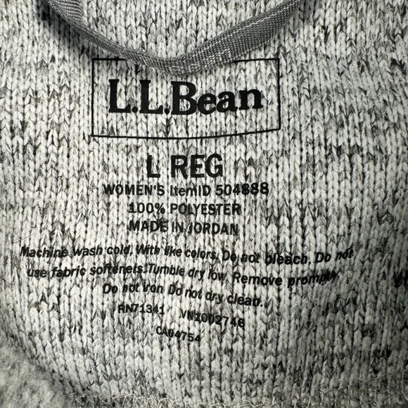 Womens L.L. Bean Pewter Gray Full Zip Fleece Sweater Jacket Large - Picture 6 of 6